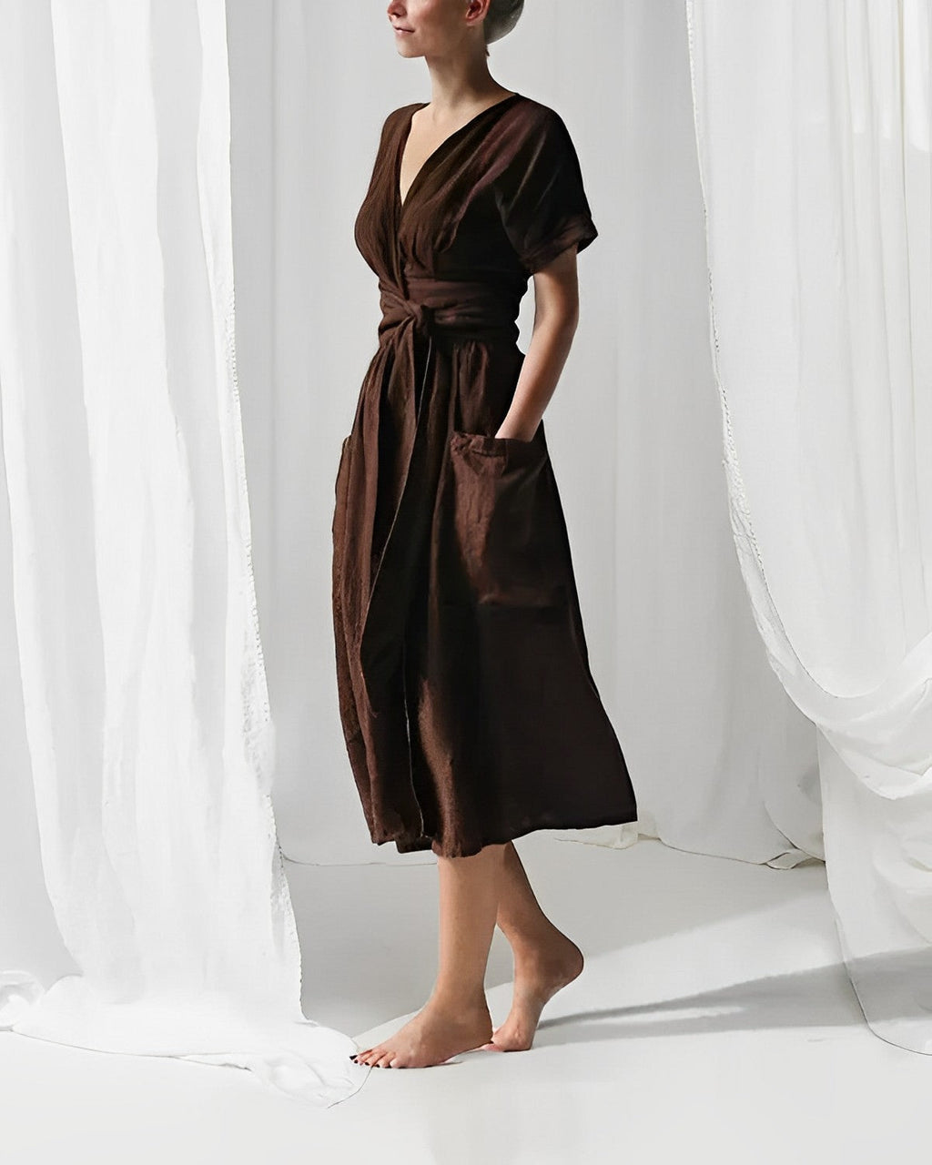GR - Knit dress with lacing and pockets