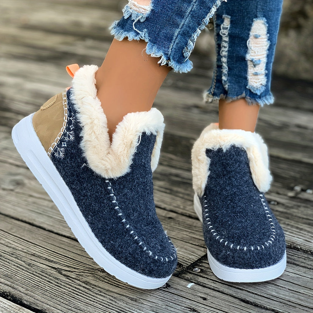 GR | Cozy winter slippers for women: fleece lining, PU sole and soft fabric construction