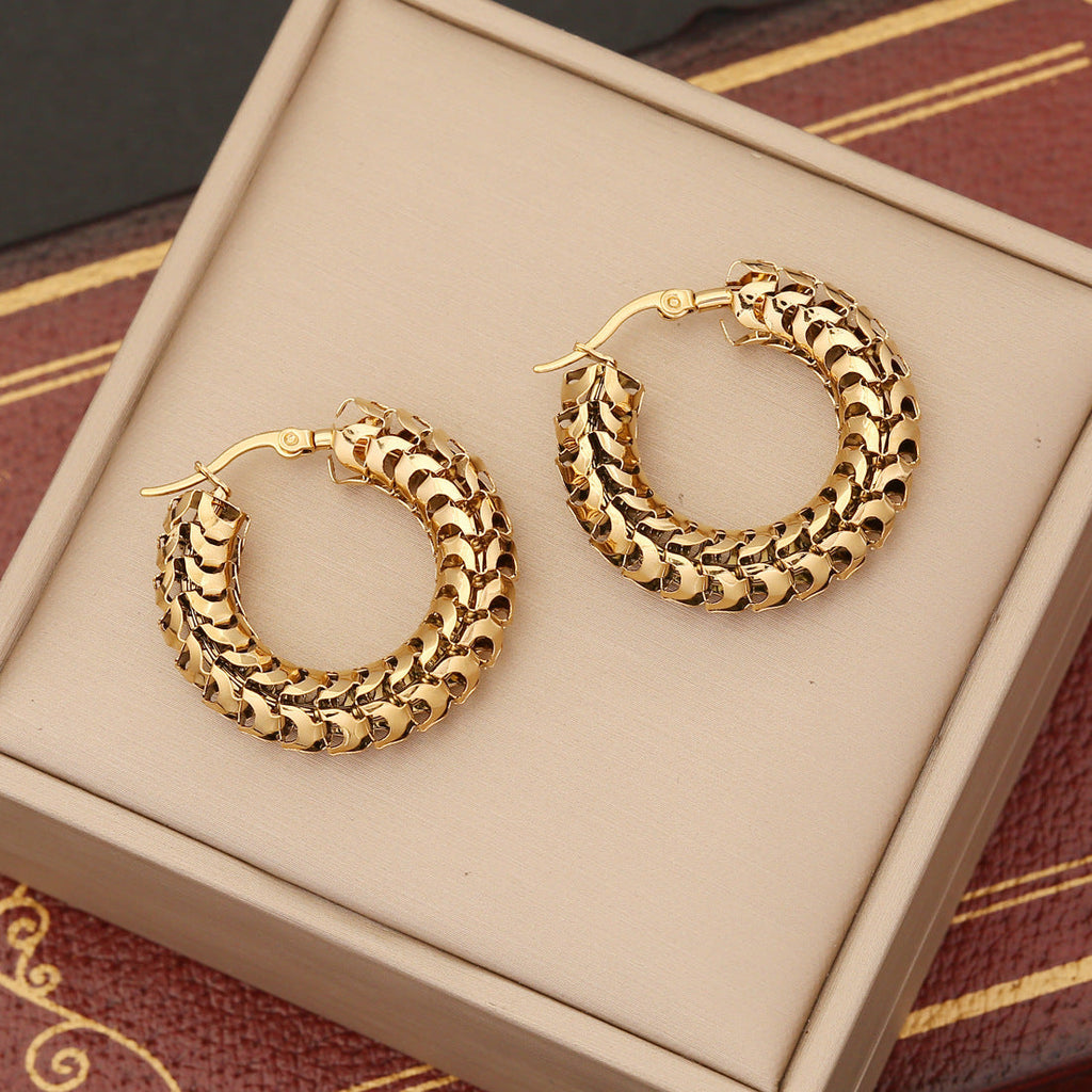 GR | Metal Exaggerated Stainless Steel Stud Earrings