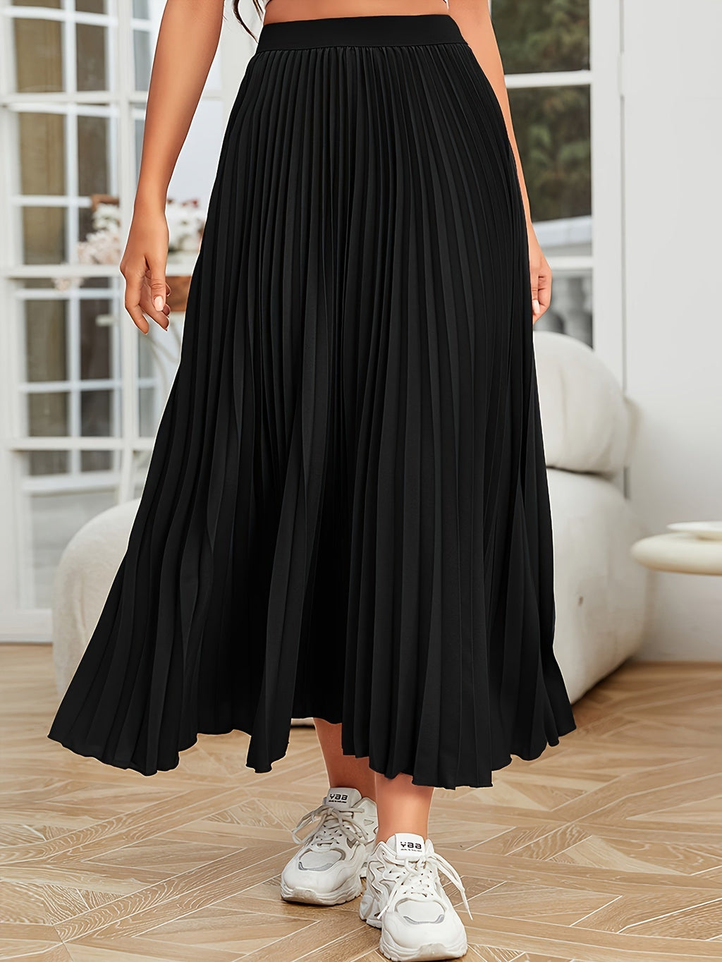 GR | Pleated plain curly skirt