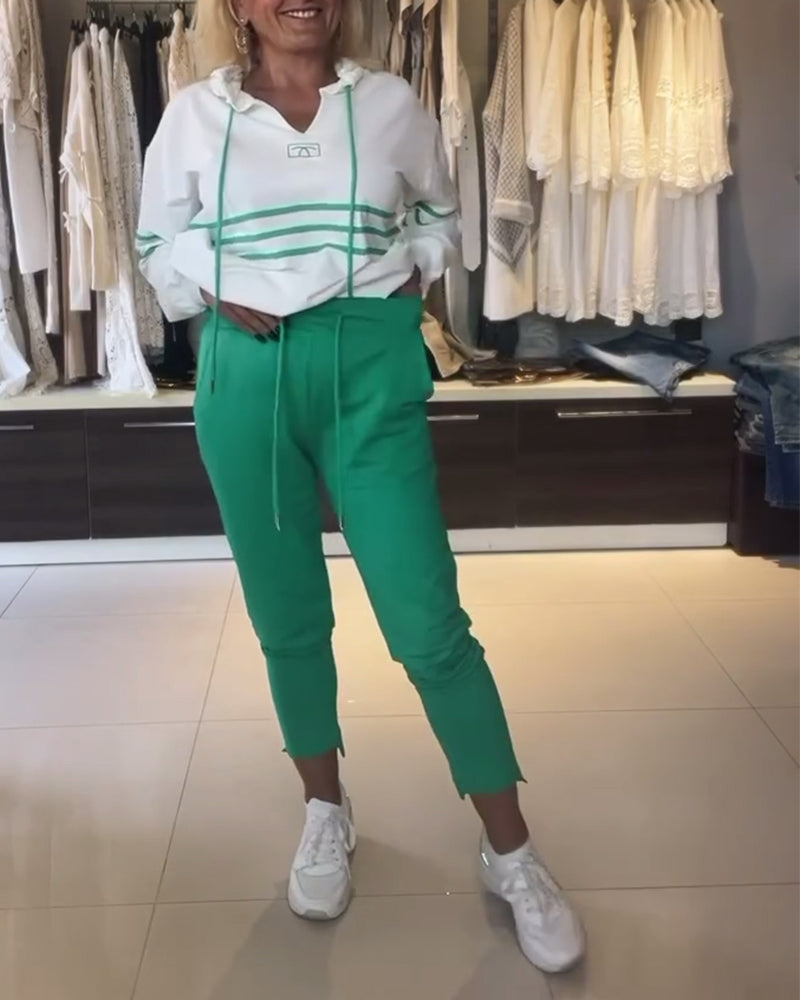 GR | Set aus gestreifter Hose und Kapuzenjacke