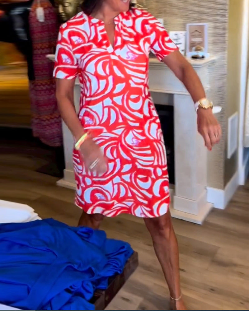GR | Casual short-sleeved dress with print