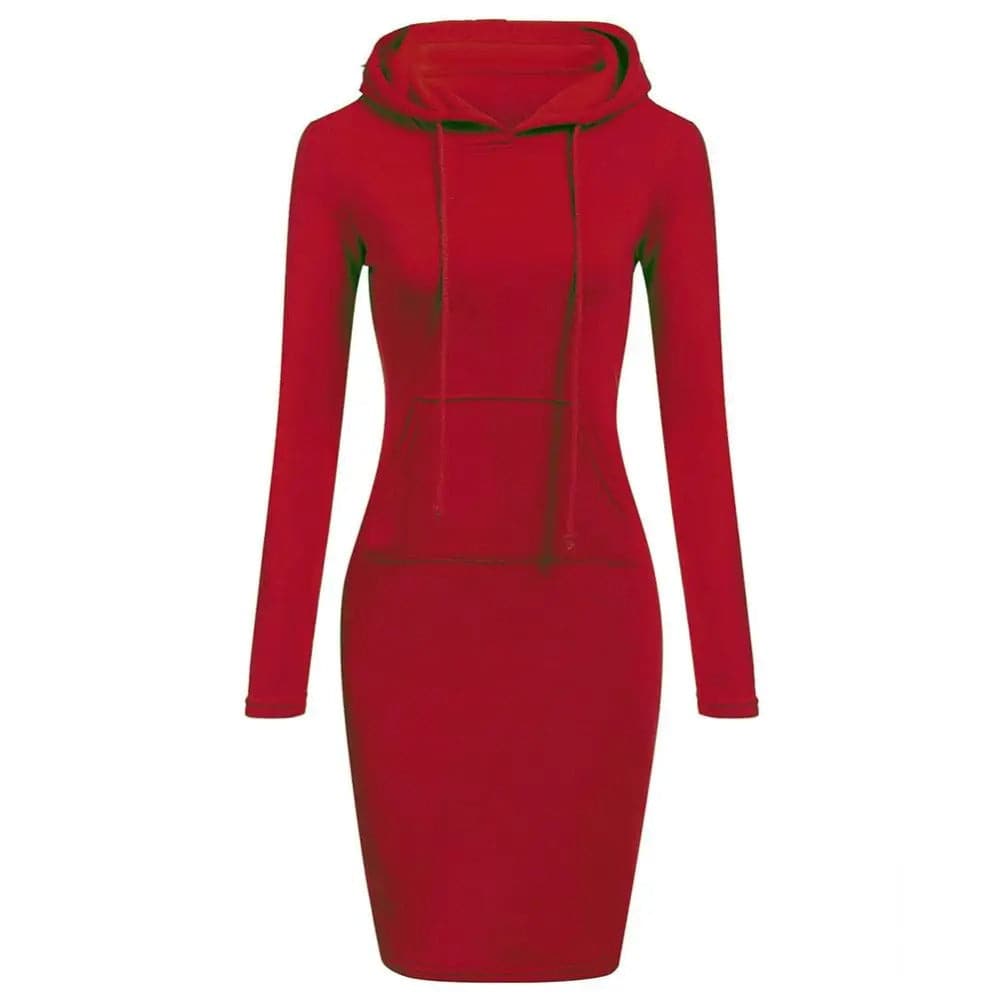GR | Casual autumn sweatshirt dress with hood and drawstring for women