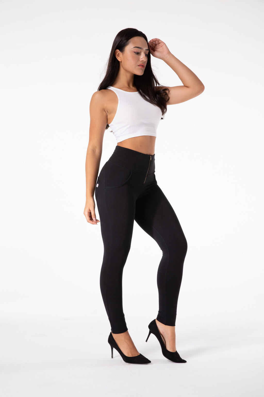 GR | Stramme Schwarze Leggings mit Hohem Bund