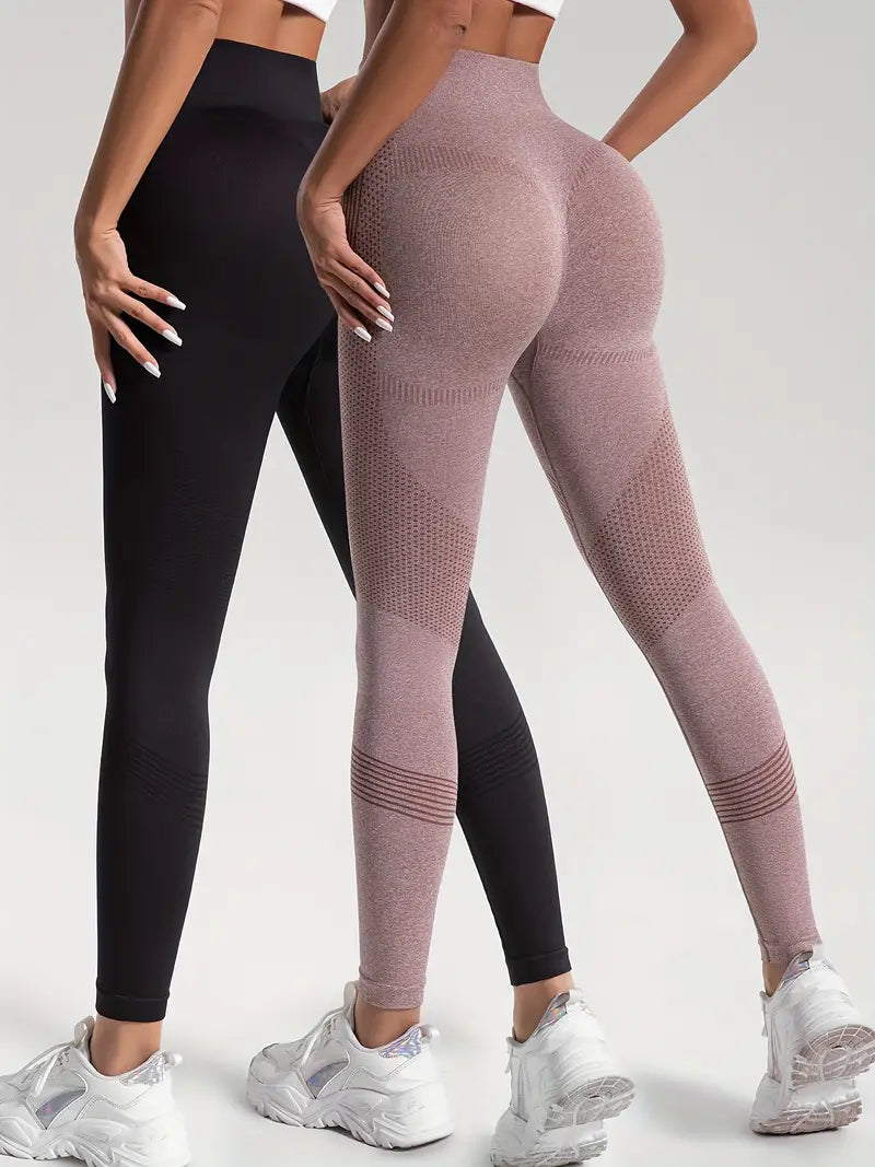 GR | 2 pcs. Sports leggings for yoga and fitness. Solid color with high stretch.