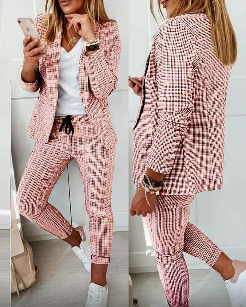 GR Suit Set: Modern two-piece suit with wide-leg trousers and a tailored blazer jacket