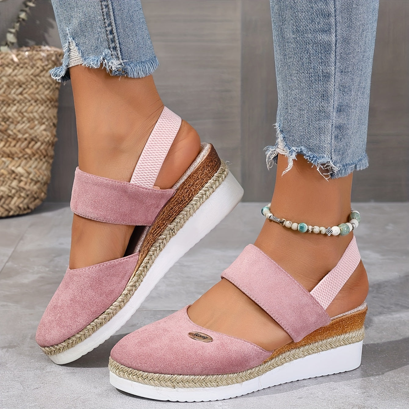 GR | Women's Platform Sandals: Non-slip, Closed Toe, Elastic Strap
