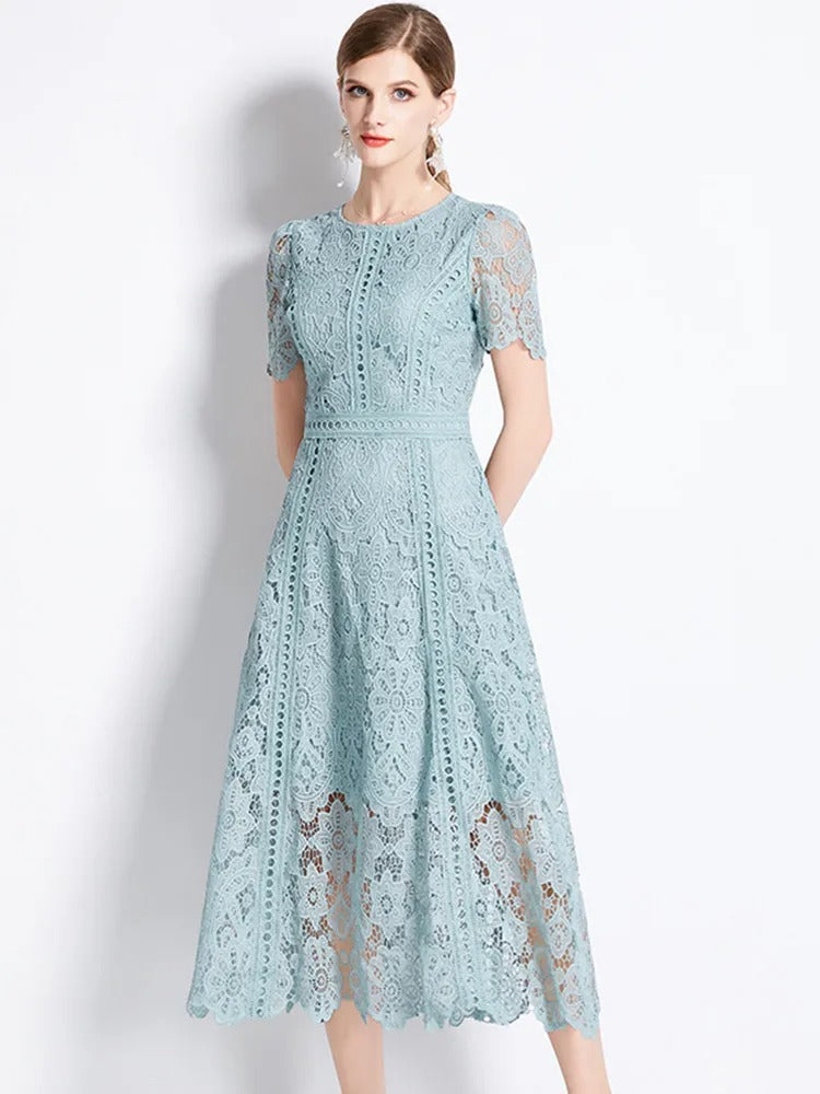 GR | Elegantes Spitzenkleid Midi-Länge