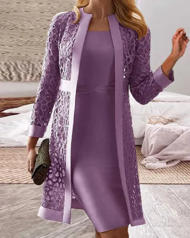 GR | Zweiteiliges Kleid mit Spitzenjacke für Frauen