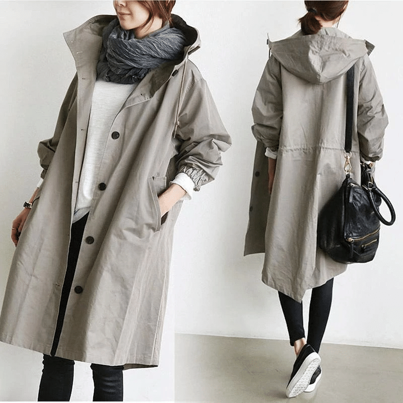 GR | Warm Large-Button Rain Jacket With