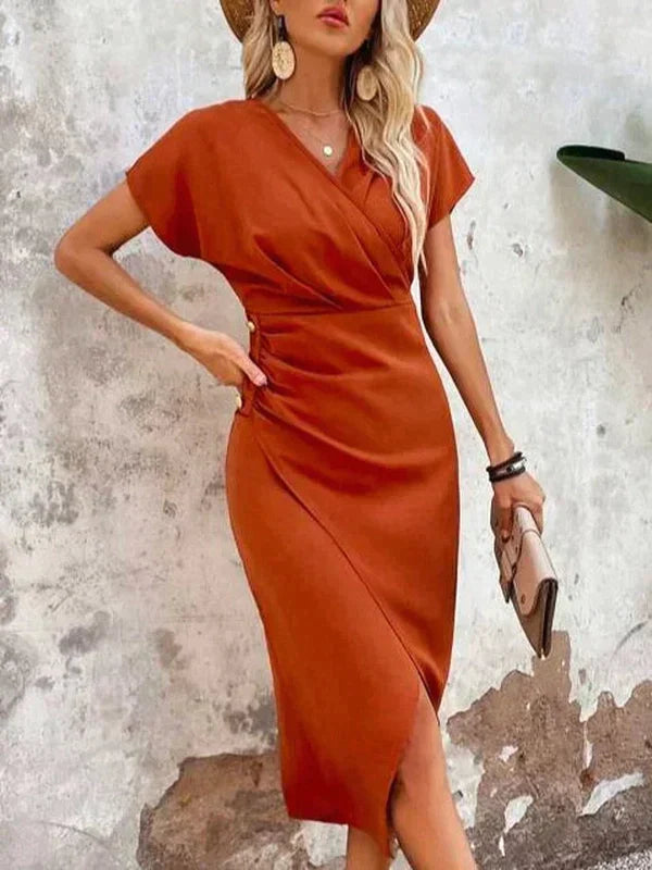 GR | Damen Midikleid mit V-Ausschnitt