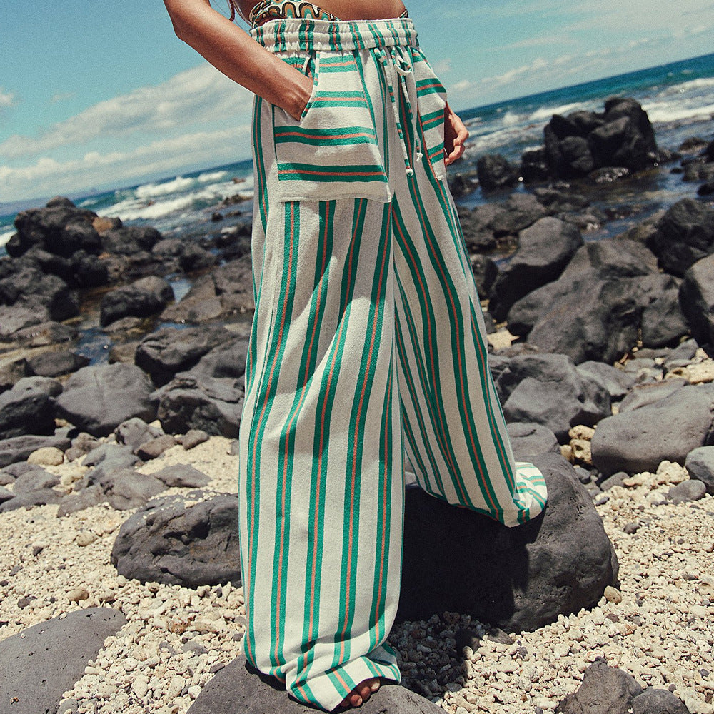 GR | Casual Striped Wide Leg Trousers for Women