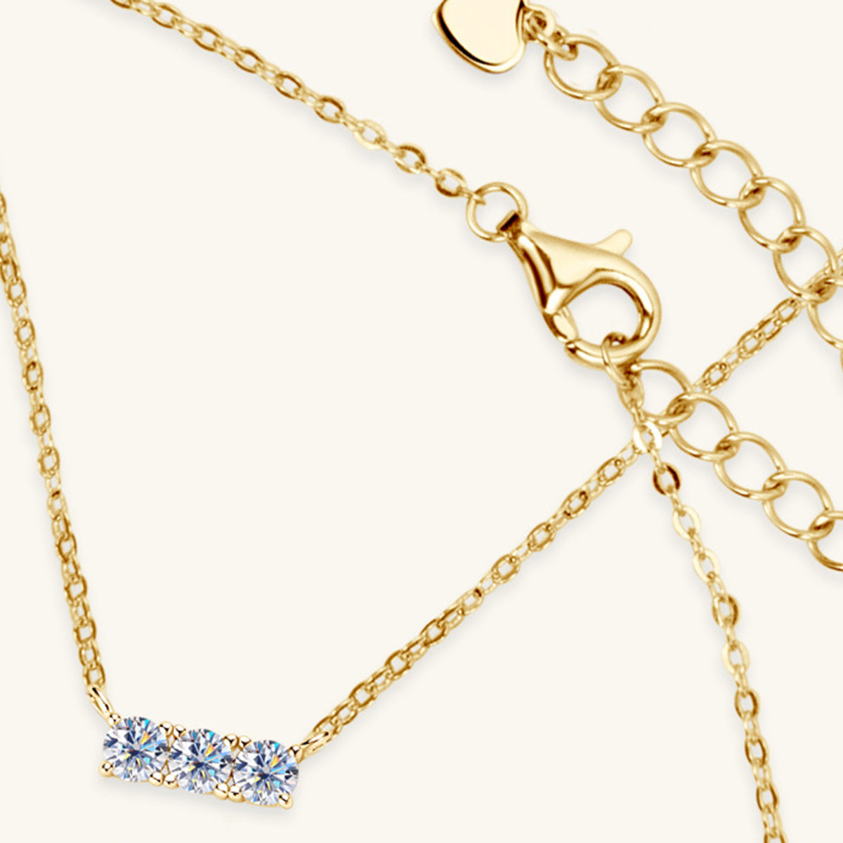 GR | 925 Sterling Silver Inlaid Moissanite Bar Necklace