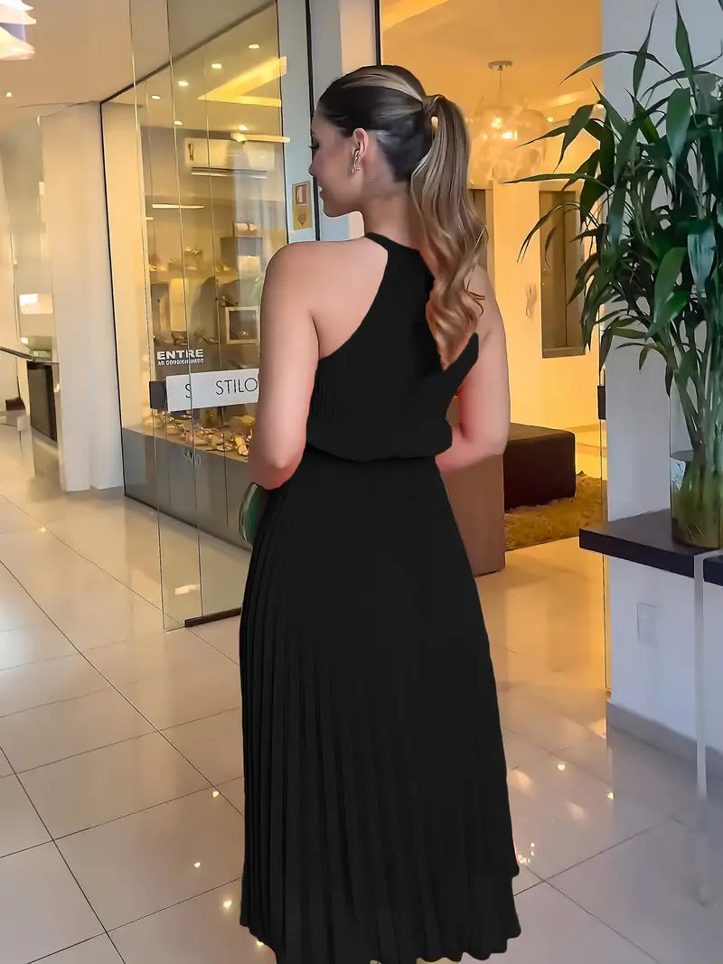 GR | Elegantes X-Sommer Midikleid mit Rundhalsausschnitt und Gesch Gathered Taille