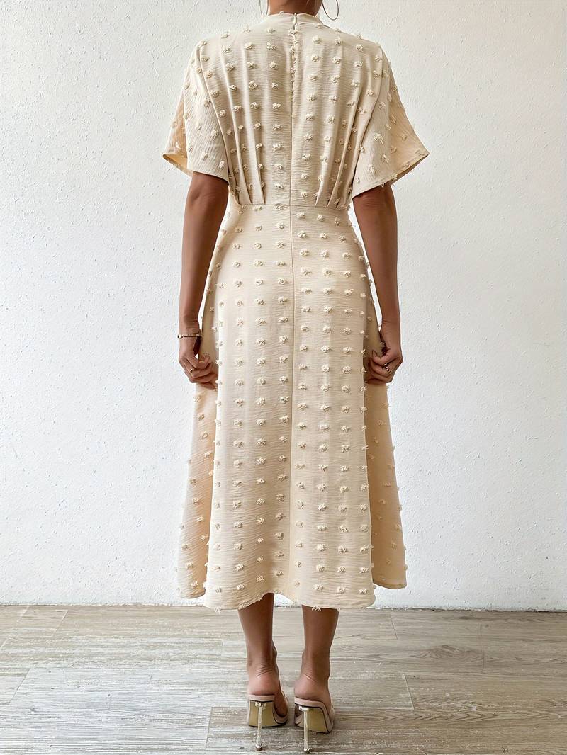GR | Swiss Dot Rüsch Midi Kleid