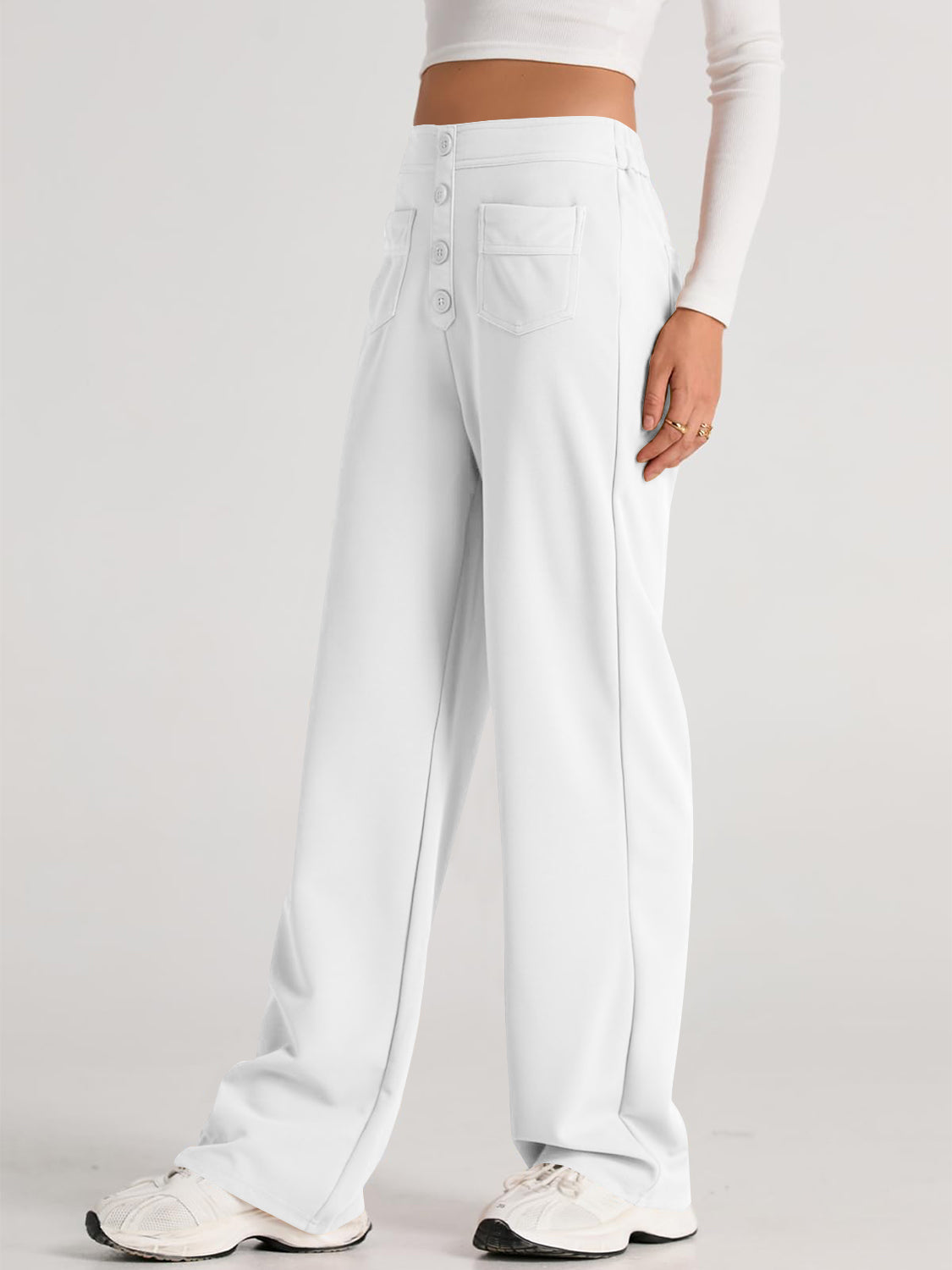 GR | Wide-waisted trousers with pockets, elegant and comfortable