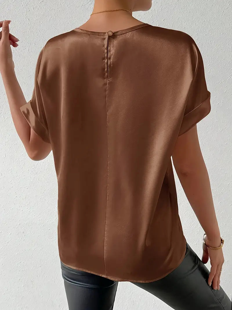 GR | Satin T-Shirt with Rolled-Up Sleeves for Women