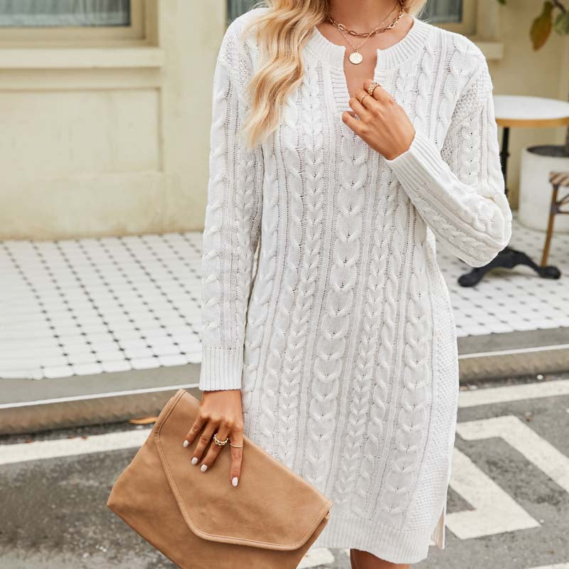 GR Kleid | Lässiges Strickkleid mit Zopfmuster