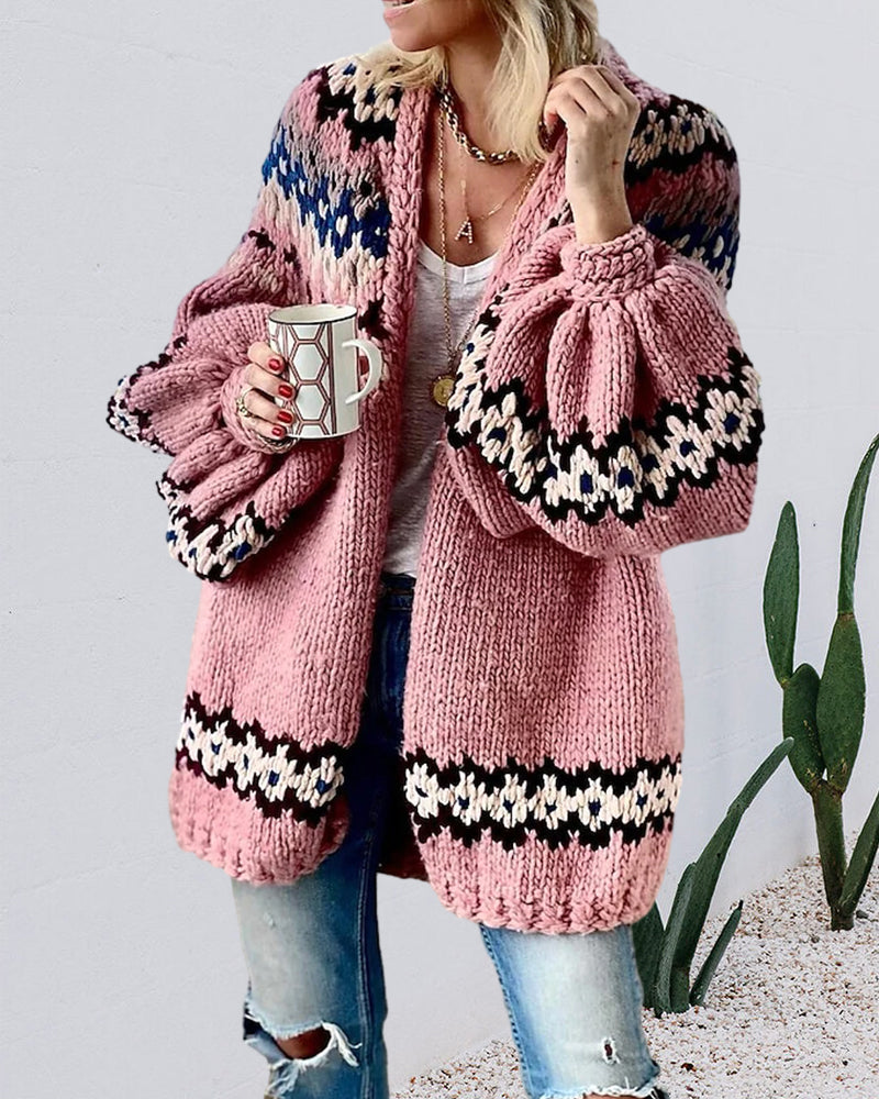 Cardigan with lantern sleeves