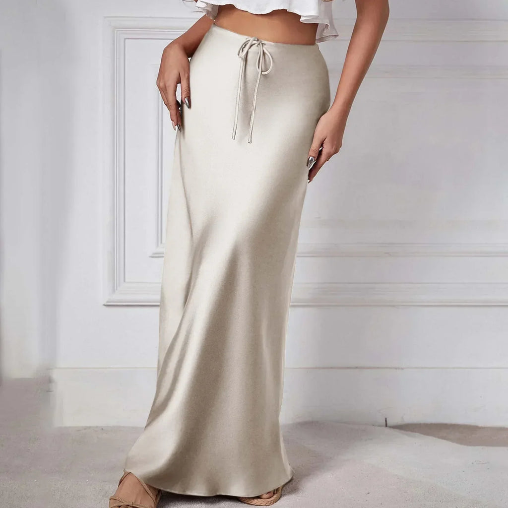 GR | Schicke Herbst Hohe Taille Schnürung Satin Rock für Frauen