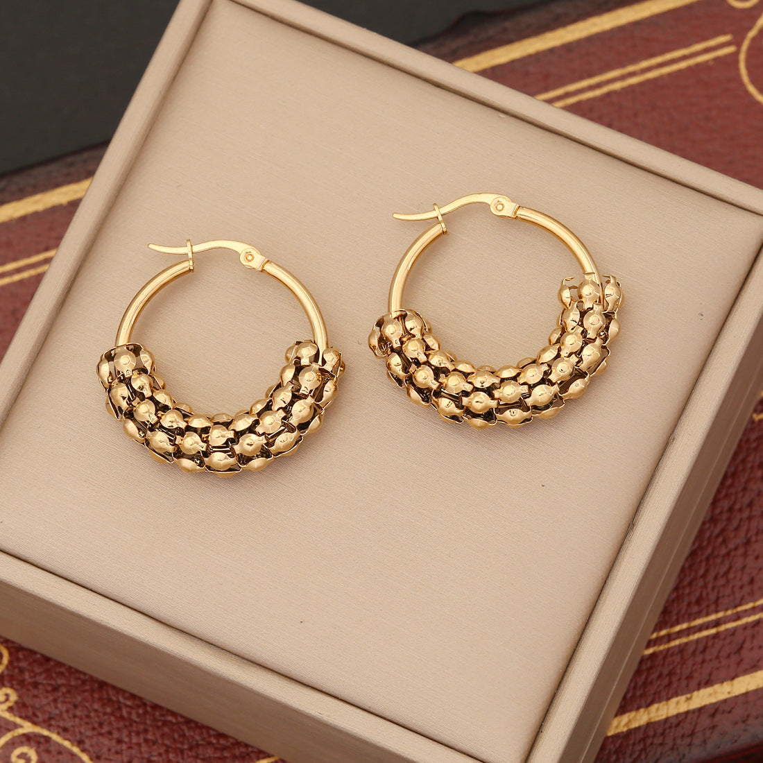 GR | Metal Exaggerated Stainless Steel Stud Earrings