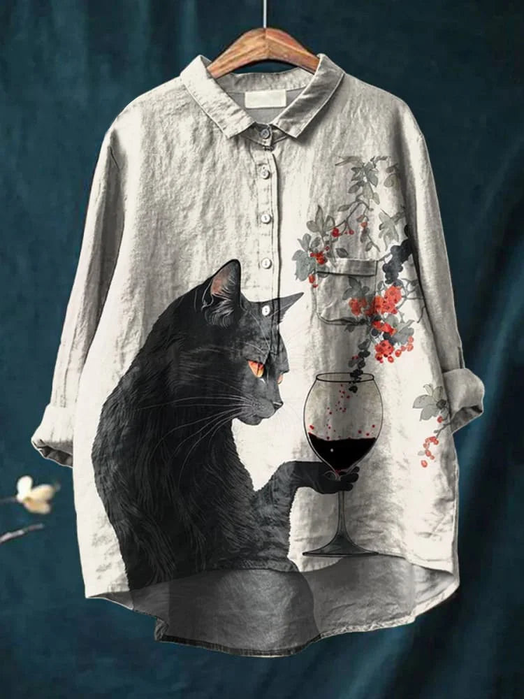 GR | Katzenkunst Auf Weißem T-Shirt