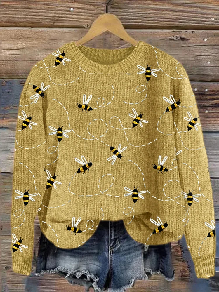 GR | Charmanter Strickpullover mit Bienenstickerei