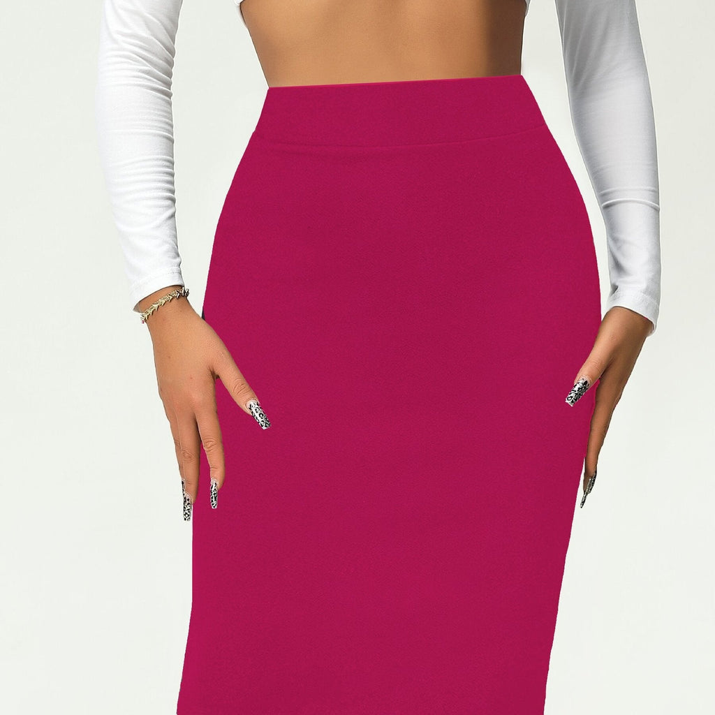 GR | Solid Color High Waist Pencil Skirt