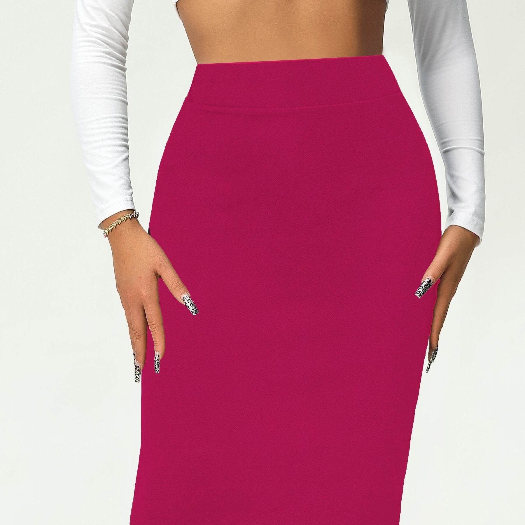 GR | Solid Color High Waist Pencil Skirt