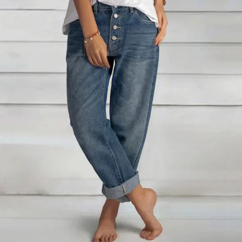 GR | Comfortable, loose-fitting high-waisted jeans for women