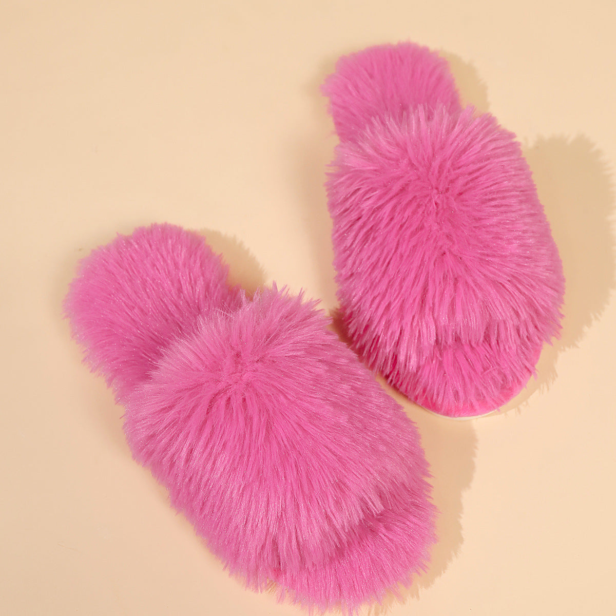 GR | Mules - Women's slippers with open toe and faux fur