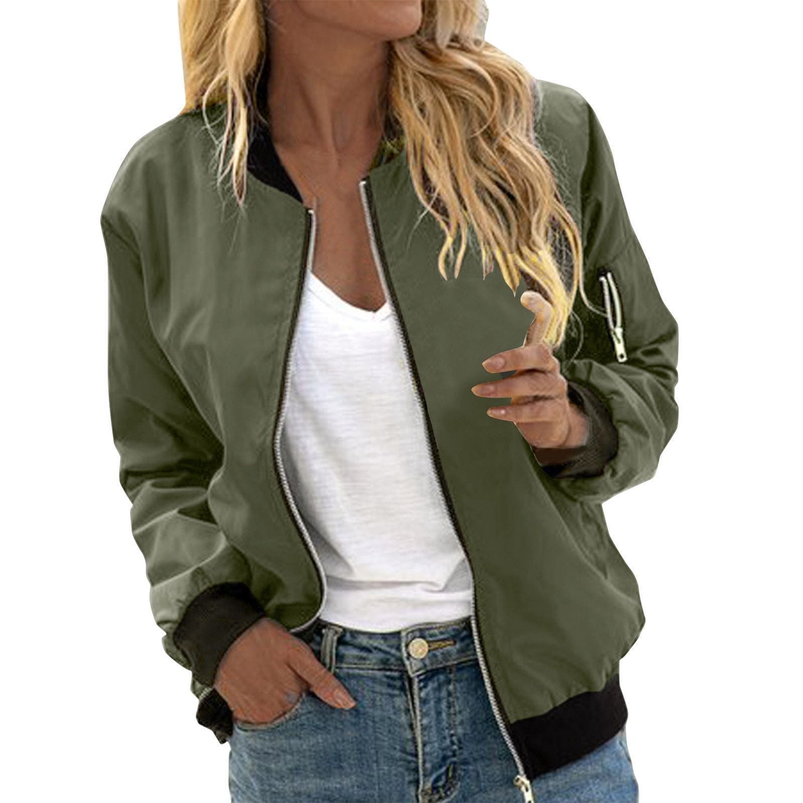 GR | Stylish Classic Bomber Jacket with Pockets - Perfect for Any Occasion