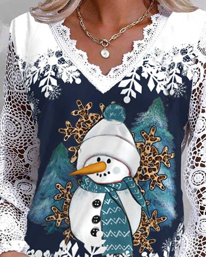 GR | Christmas snowman pattern shirt