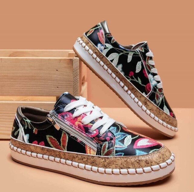 GR | Floral Orthopedic Zipper Sneakers