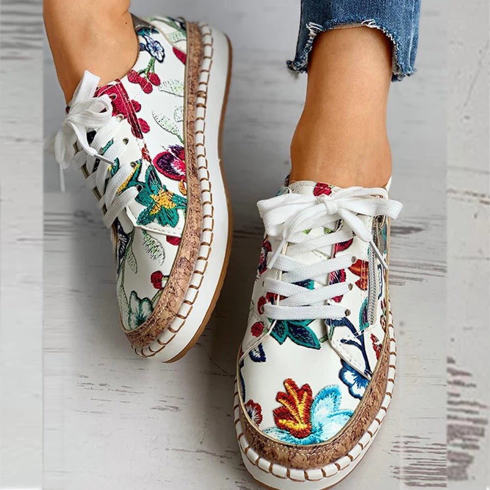 GR | Floral Orthopedic Zipper Sneakers