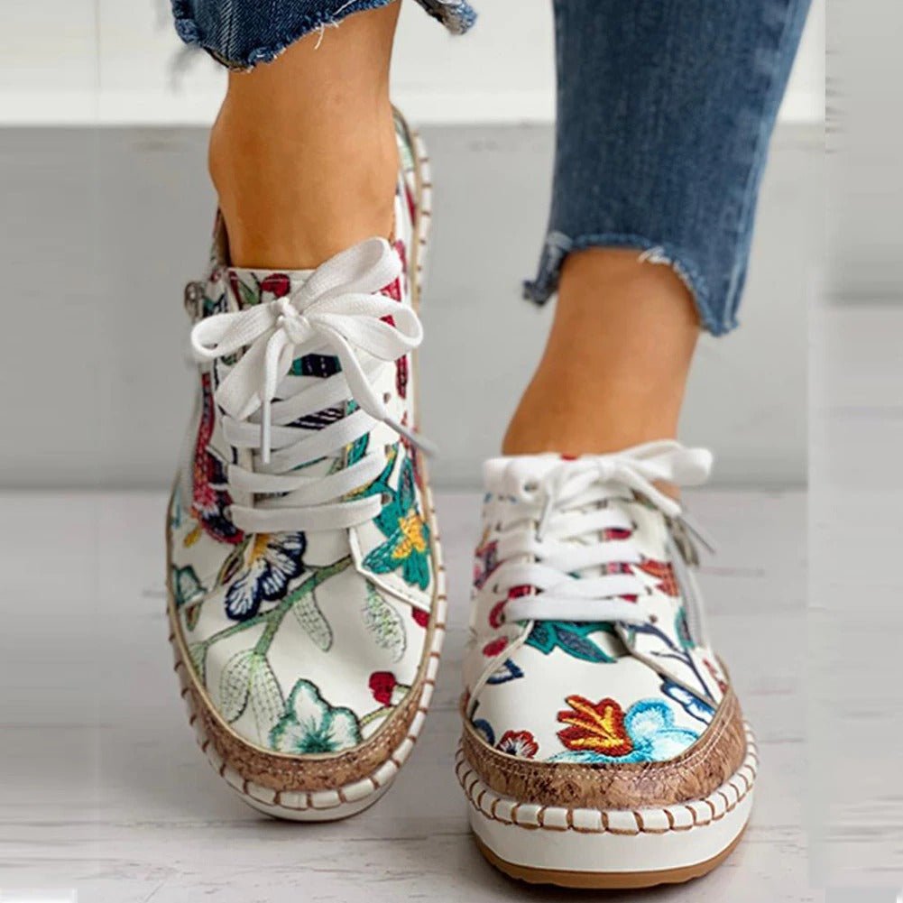GR | Floral Orthopedic Zipper Sneakers