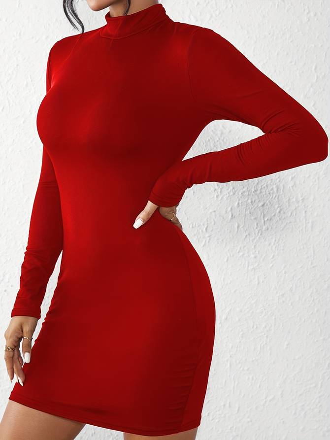 GR - Classic Bodycon Dress with Roll Neck 