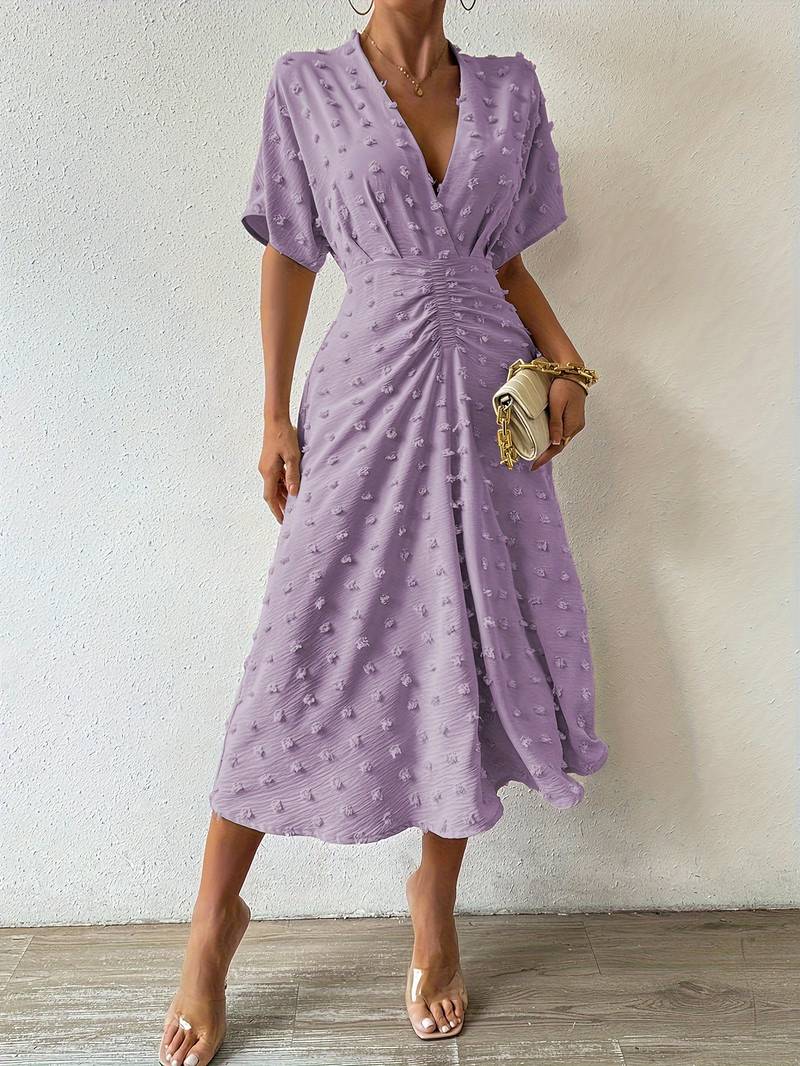 GR | Swiss Dot Rüsch Midi Kleid