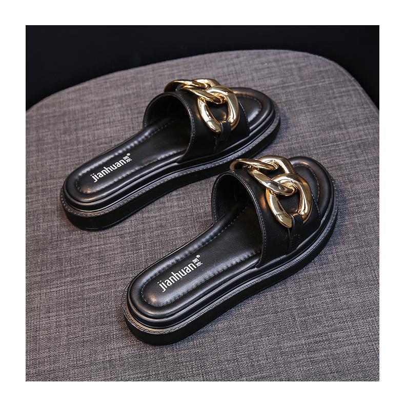 GR | Sandals women with platform and golden chain