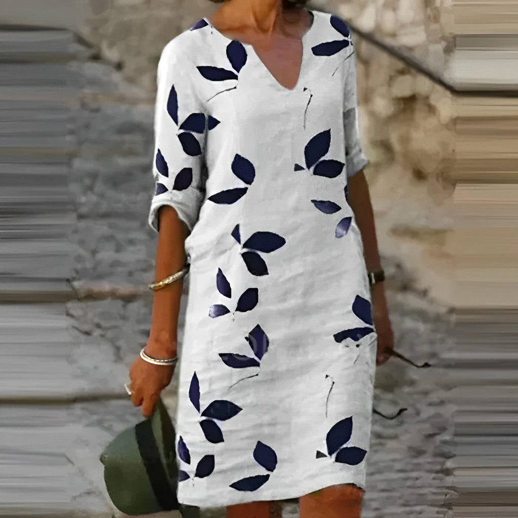GR | Sommerkleid Mit Blätterdruck