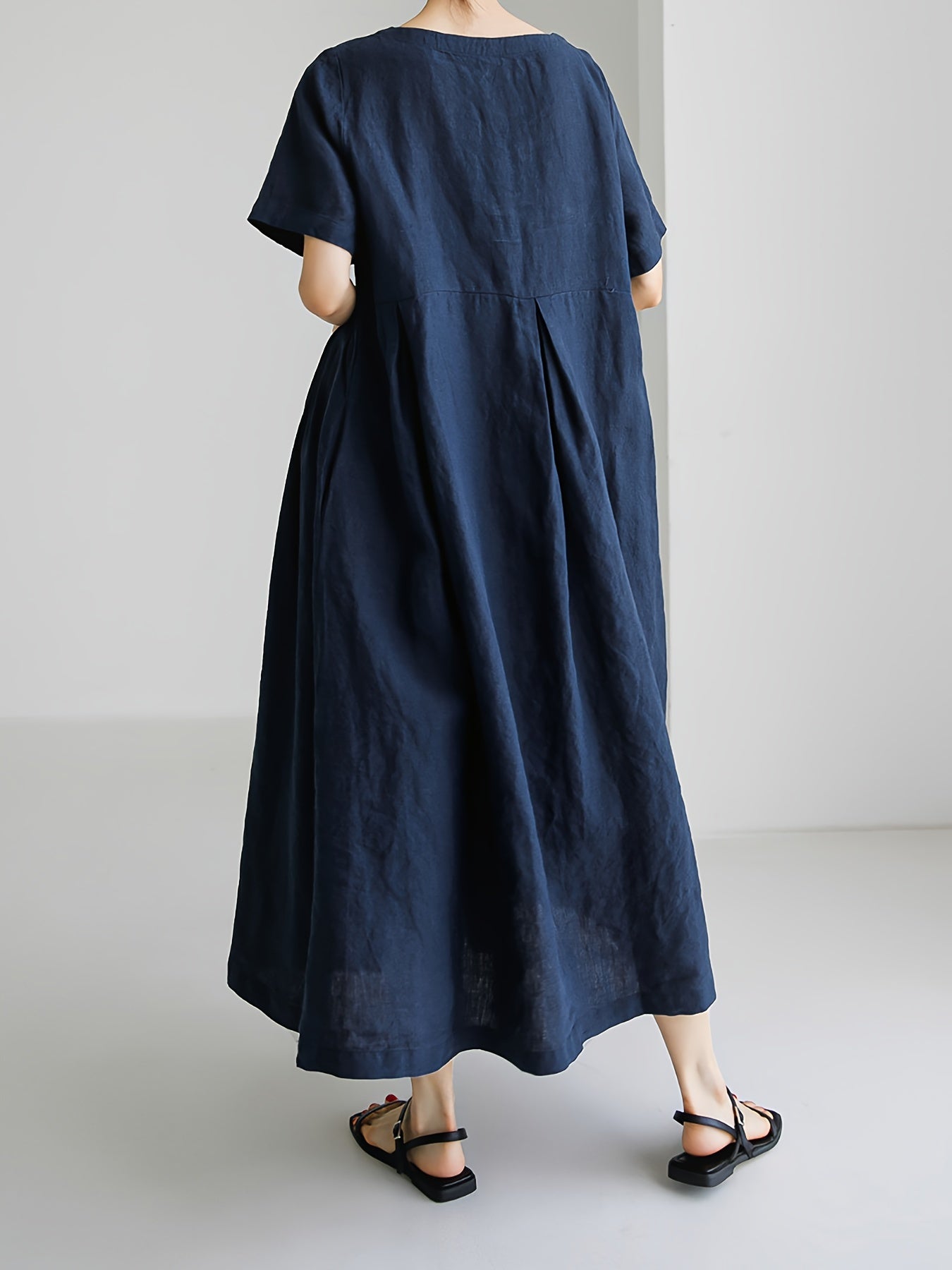 GR | Women's Solid Color Linen Dress