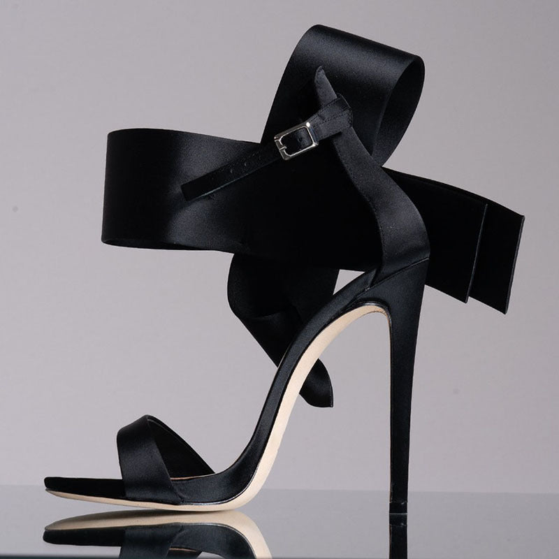 GR | Summer Plus Size Bow Ankle Strap High Heel Sandals for Women
