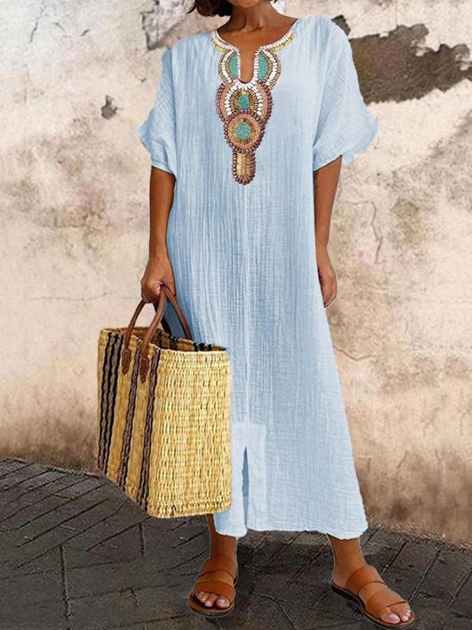GR | Airy kaftan dress with an ethnic accent