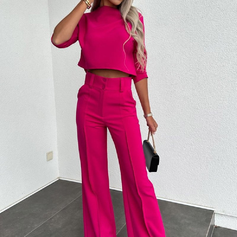 GR fitted wide-leg fashion tops
