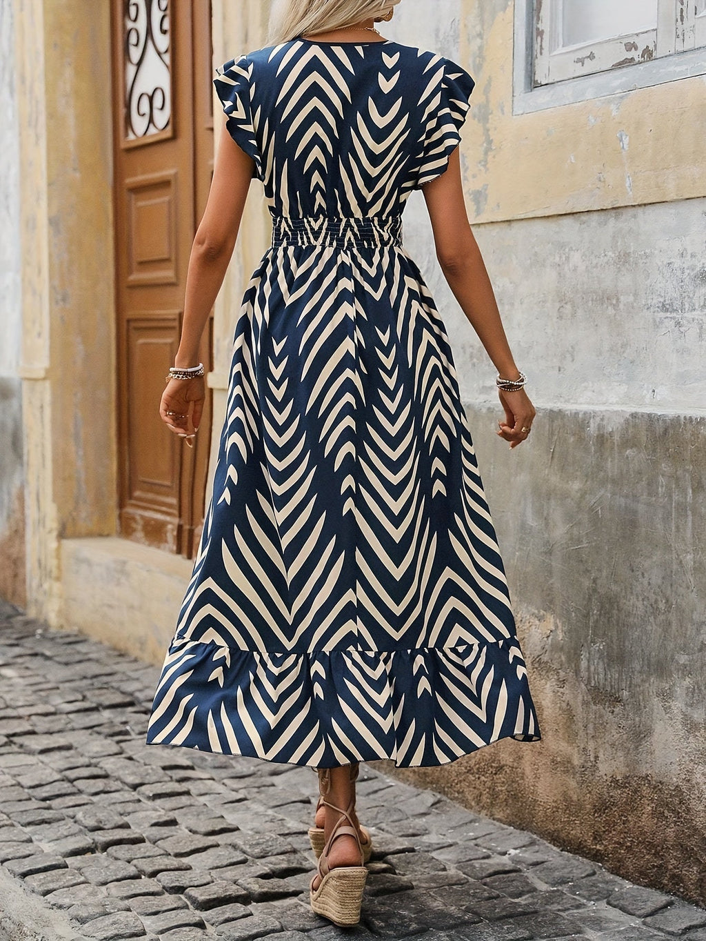 All-over print dress with skirt waist