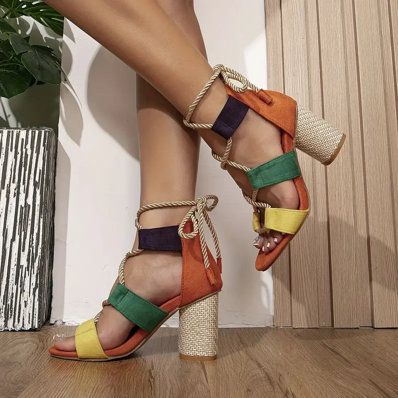 GR | Colorblock sandals for women with heels