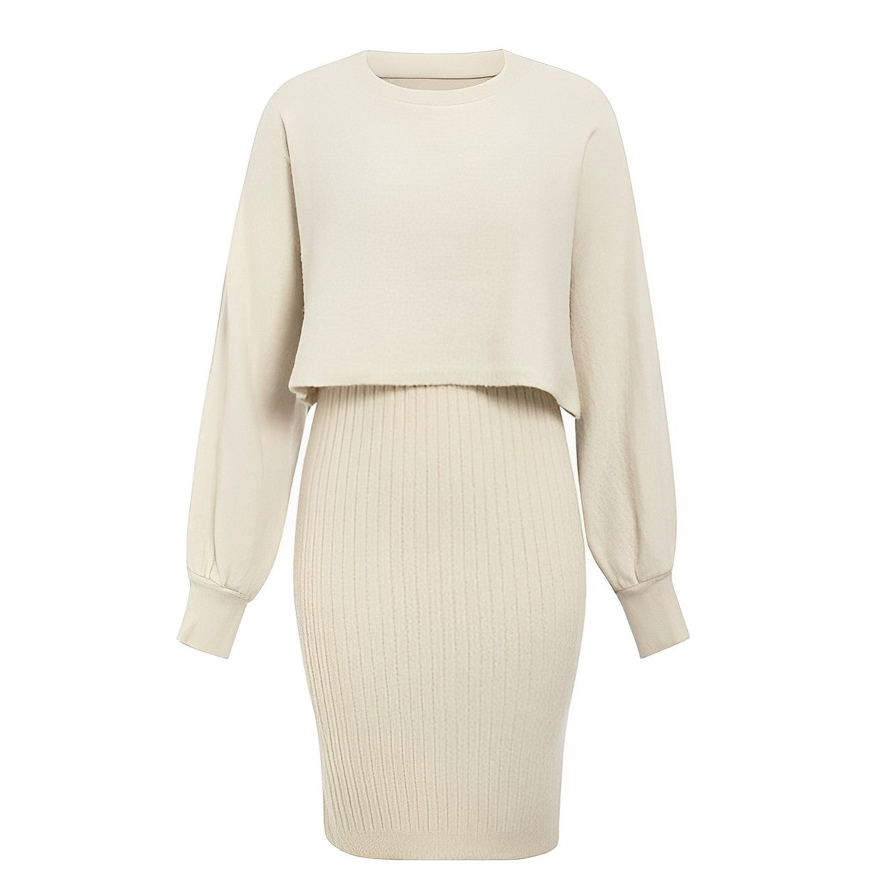 GR | 2-piece knitted dress with flutter sleeves