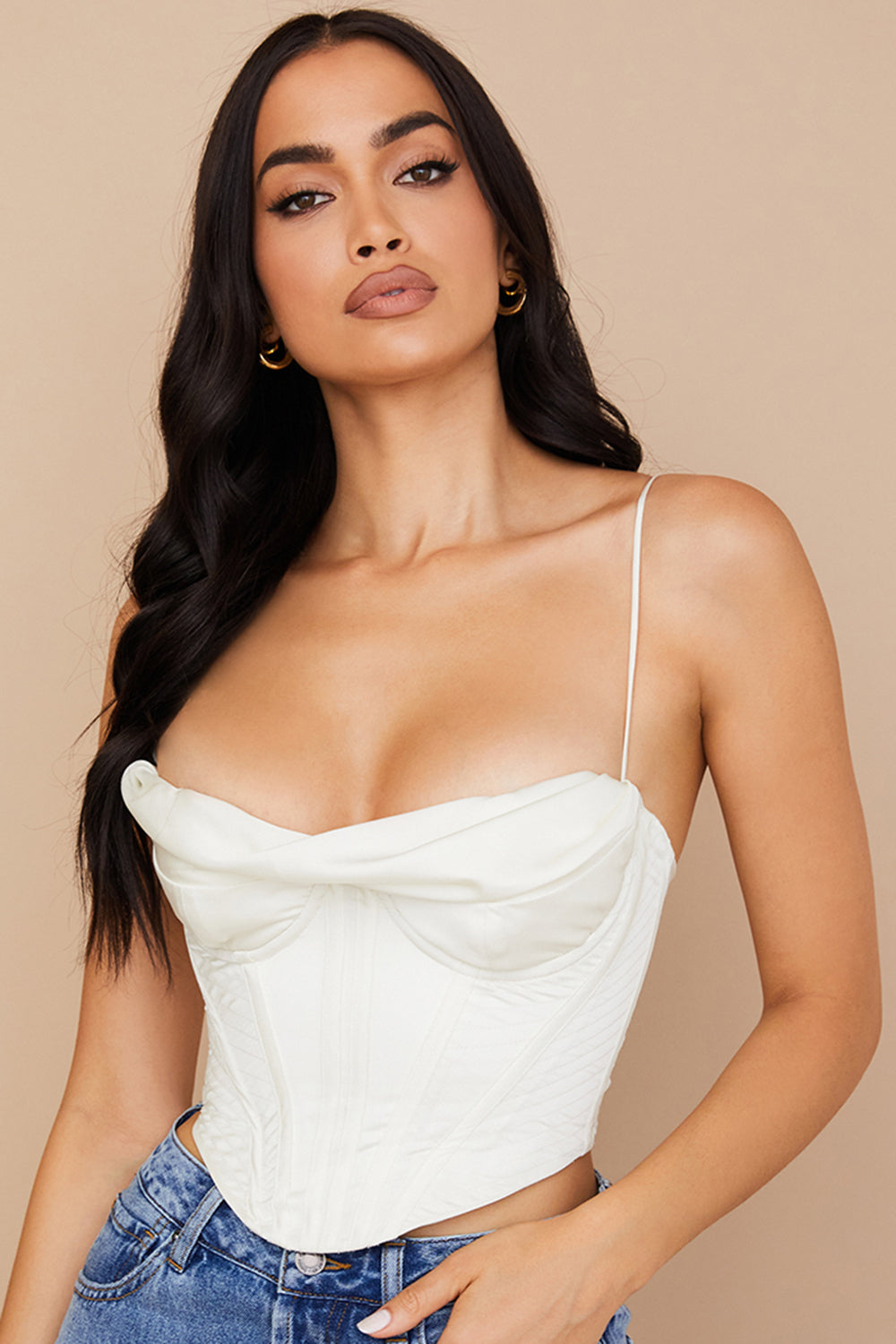 GR | Ivory satin draped corset