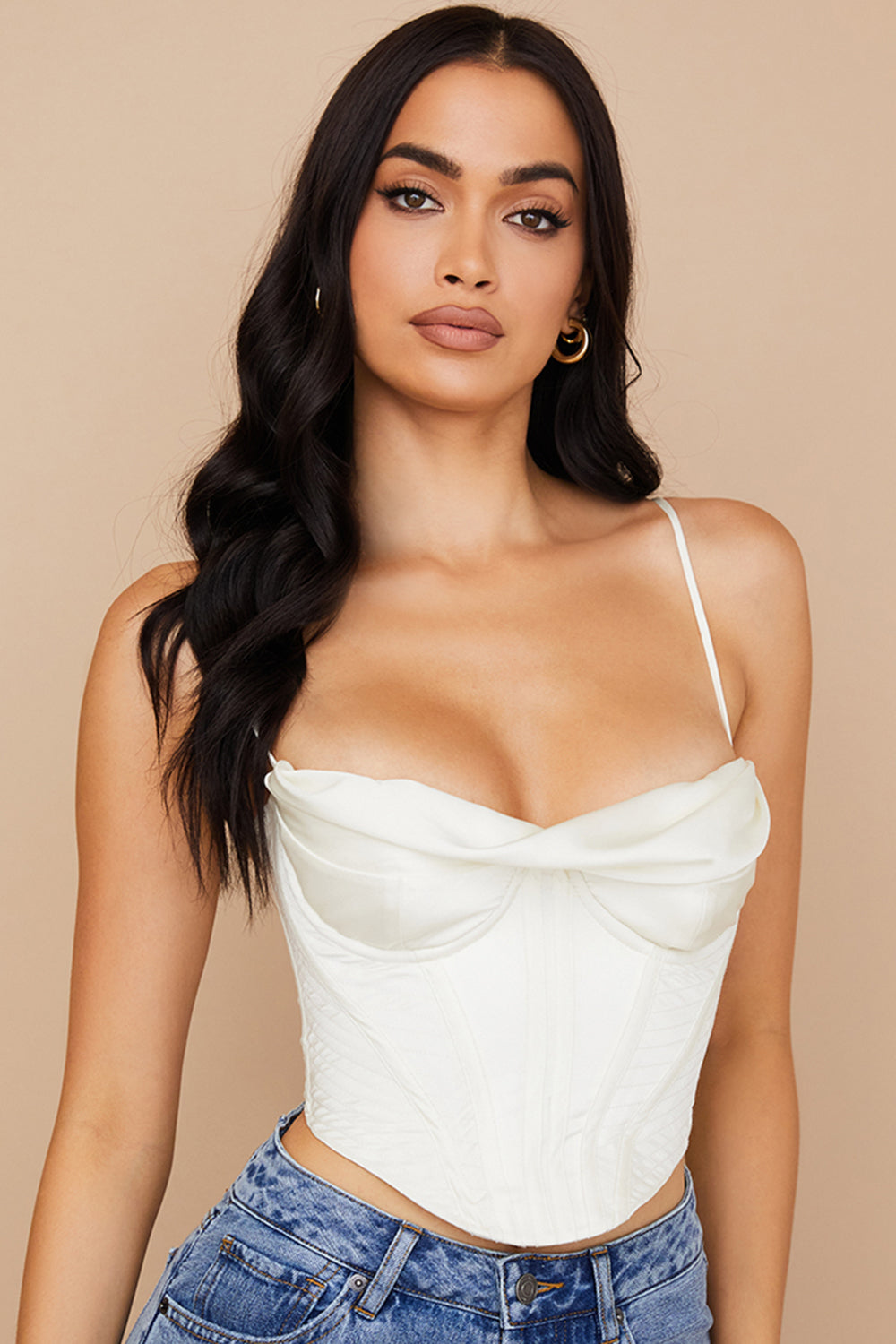GR | Ivory satin draped corset