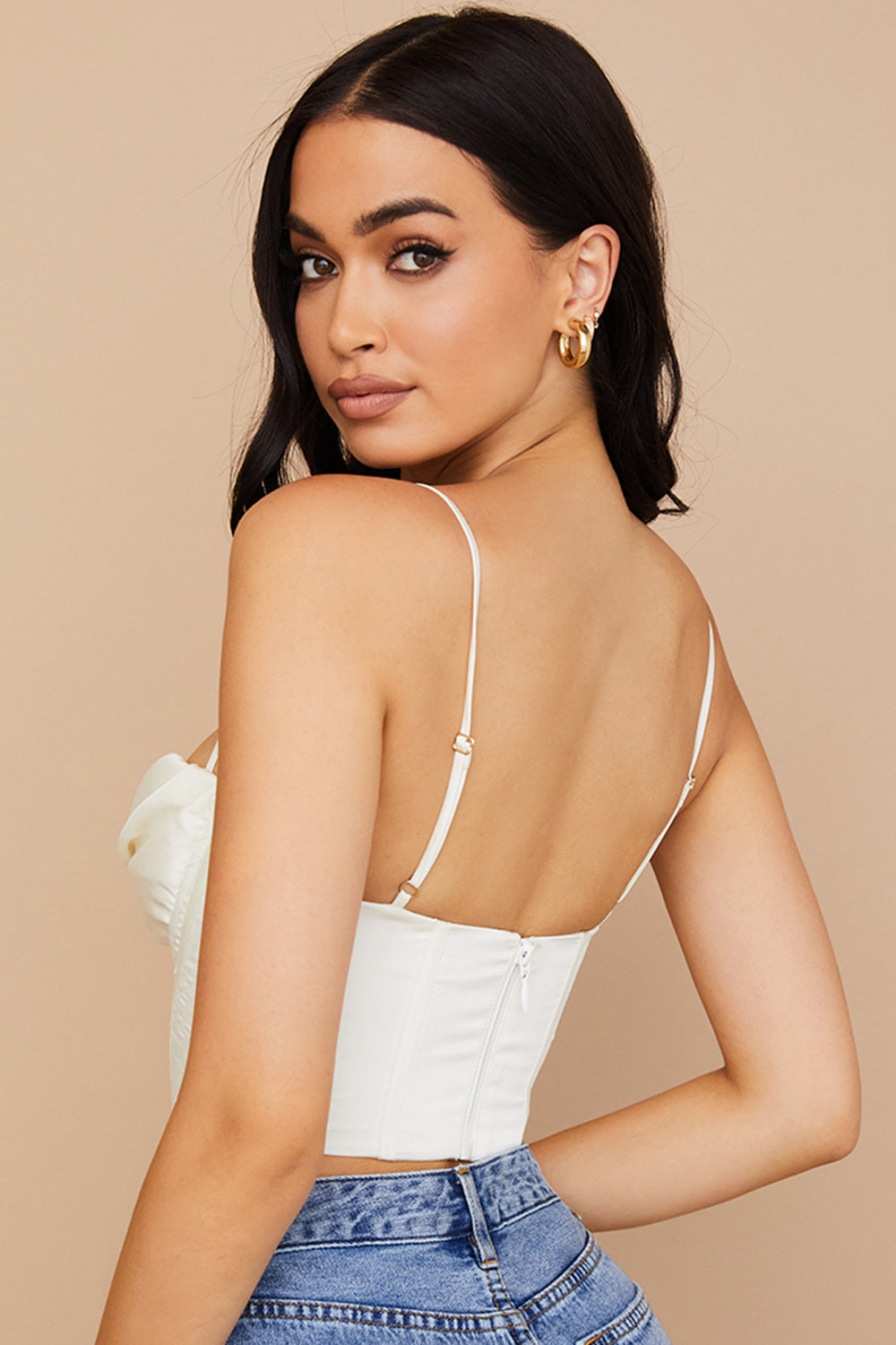 GR | Ivory satin draped corset